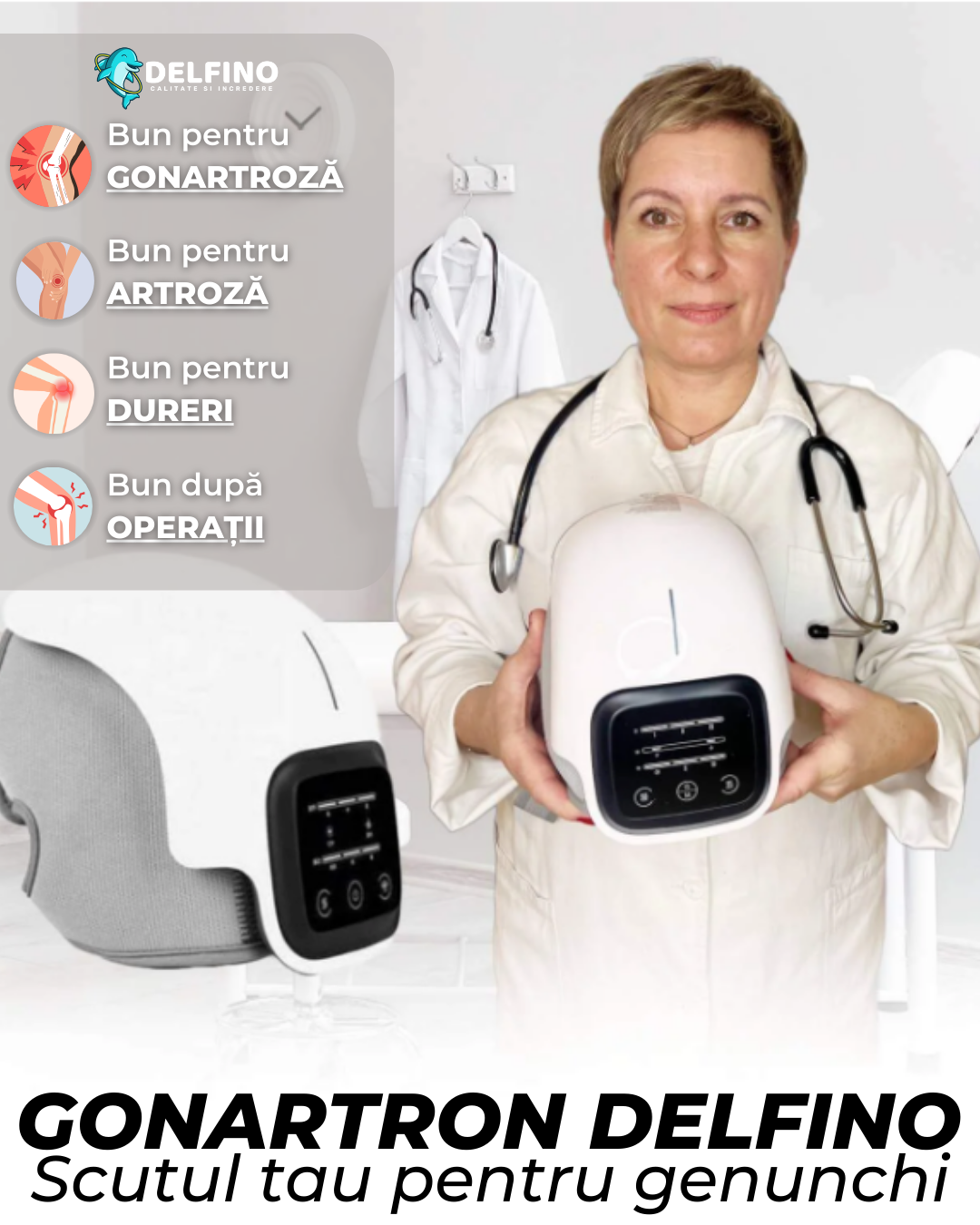 Gonartron de masaj pentru genunchi - Delfino®