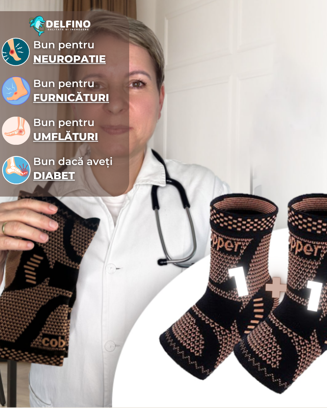 Sosete cu fir de Cupru - Delfino®